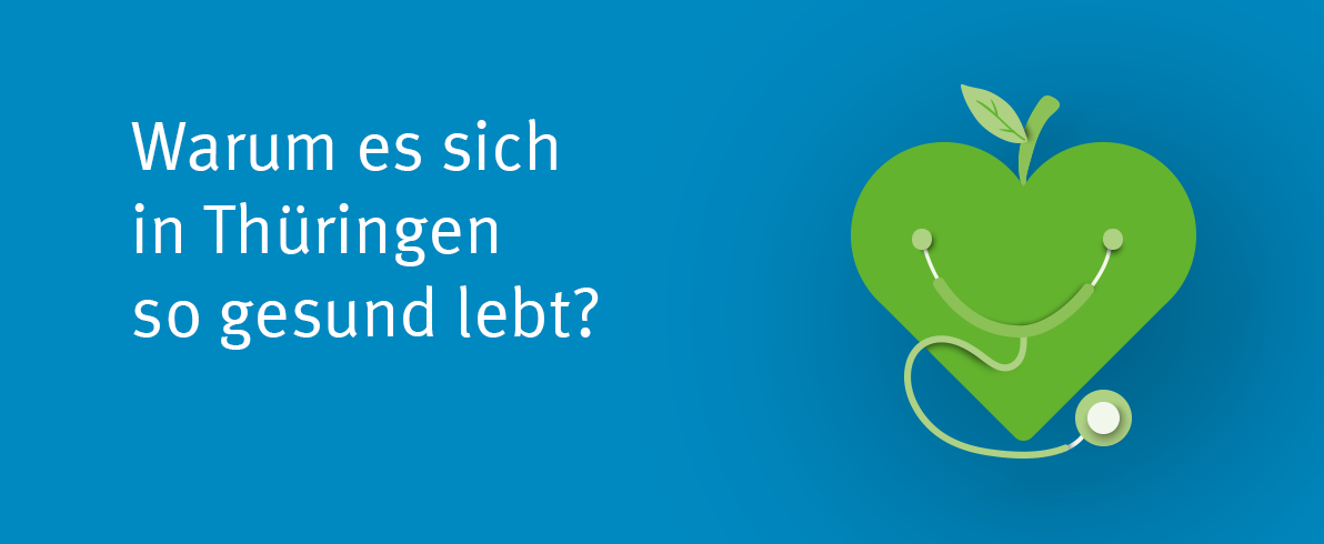 Scherenschnitt eines grünen Apfels in Herzform und die Aufschrift Warum es sich in Thüringen so gesund lebt?